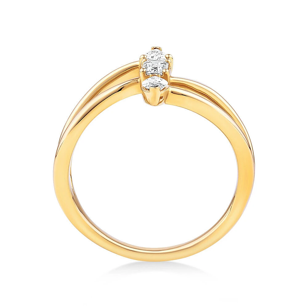 0.36 Carat TW Fancy Cut Laboratory-Grown Diamond 3 Stone Stacked Ring in 10kt Yellow Gold