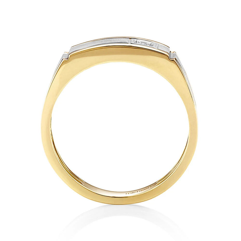 Men's Ring with a Diamond in 10kt Yellow Gold