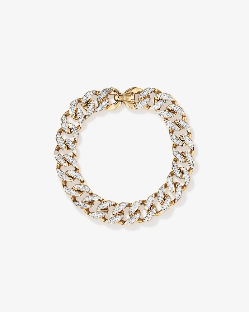 3.30 Carat TW Diamond Set Cuban Link Bracelet in 10kt Yellow and White Gold