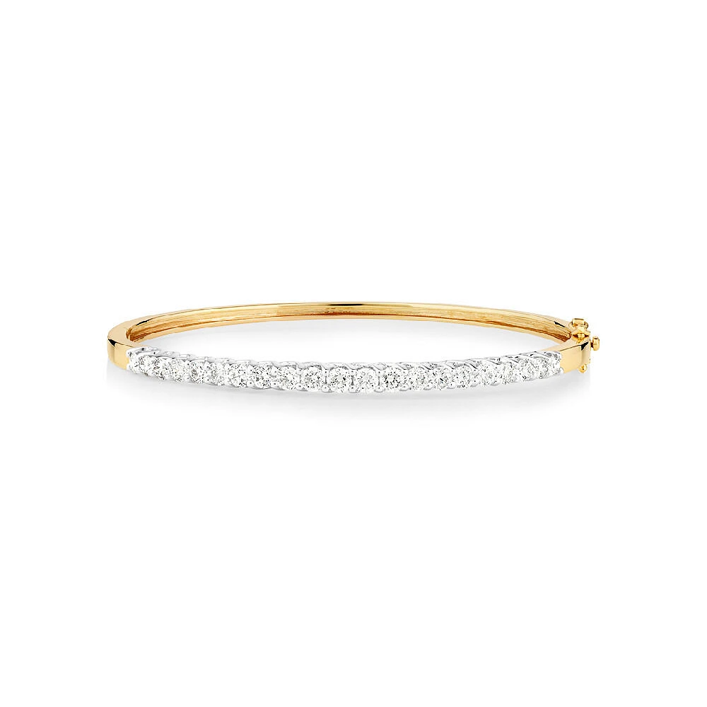 Hinged Bangle with 2 Carat TW of Diamonds in 14kt Yellow & White Gold