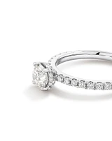 1.00 Carat TW Round Brilliant Diamond Solitaire Pave Hidden Halo Engagement Ring in Platinum