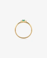 3 Stone Ring with Emerald & Diamonds in 10kt Yellow Gold