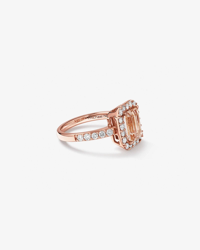 Ring with Morganite & 0.75 Carat TW of Diamonds in 14kt Rose Gold