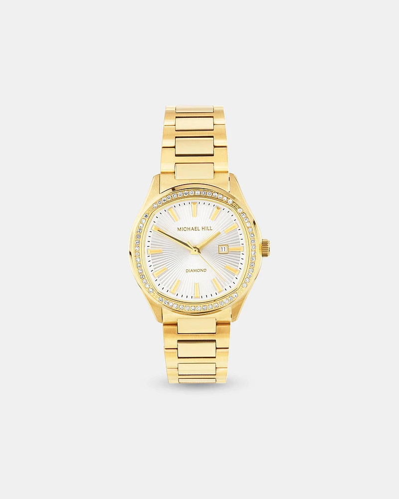 Ladies 0.40 Carat TW Diamond Quartz Watch in Yellow Gold Tone Stainless Steel