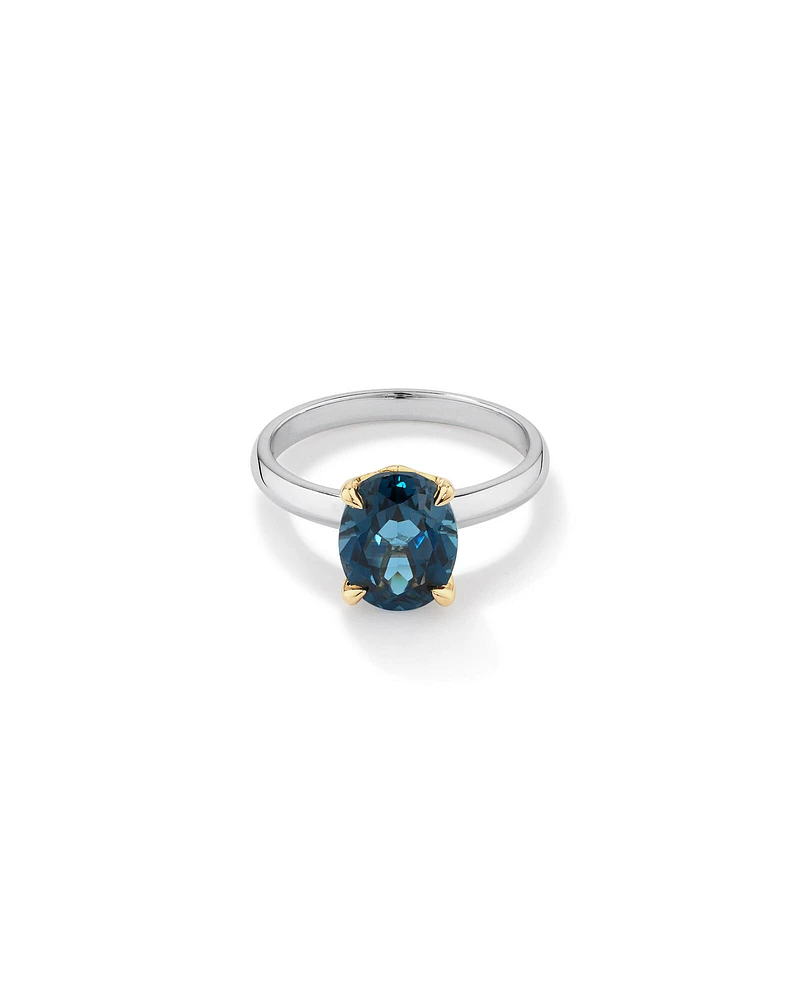 Ring with London Blue Topaz in Sterling Silver and 10kt Yellow Gold