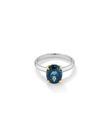 Ring with London Blue Topaz in Sterling Silver and 10kt Yellow Gold