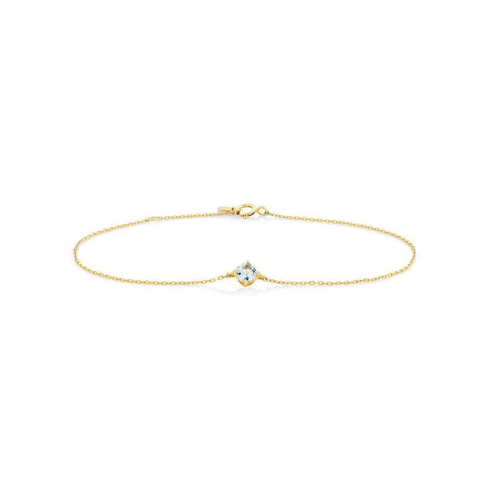 Bracelet with Aquamarine in 10kt Yellow Gold