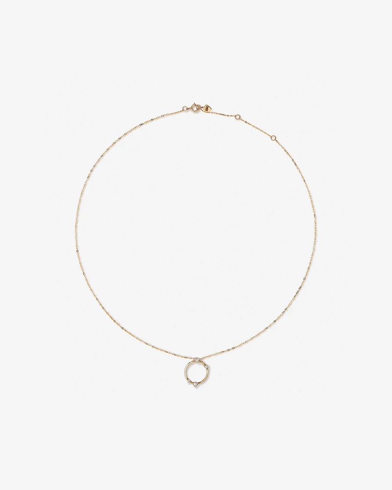 Diamond Studded Circle Necklace in 10kt Yellow Gold