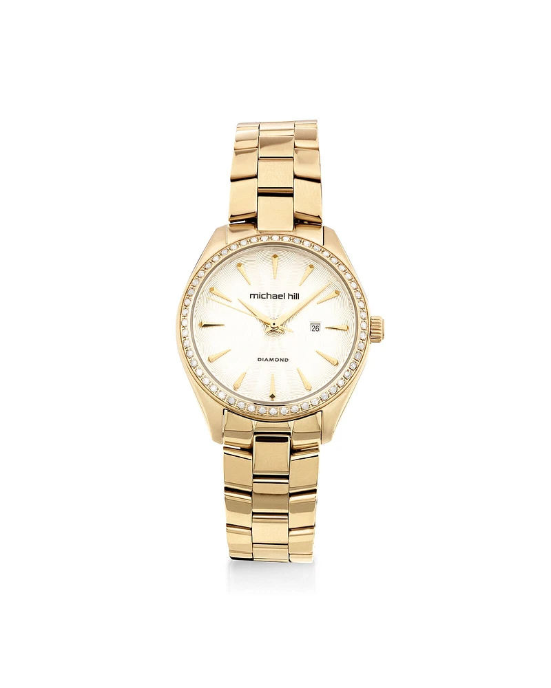 Montre en acier inoxydable doré avec diamants totalisant 0,60 ct pour femme