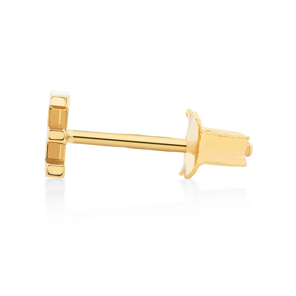 G Initial Single Stud Earring in 10kt Yellow Gold