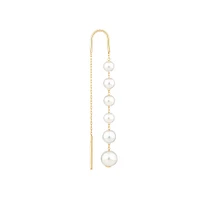 Threader Earrings with Cultured Freshwater Pearls in 10kt Yellow Gold