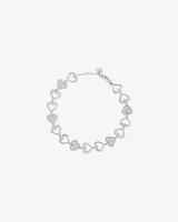 Cubic Zirconia open and closed Heart Bracelet in Sterling Silver