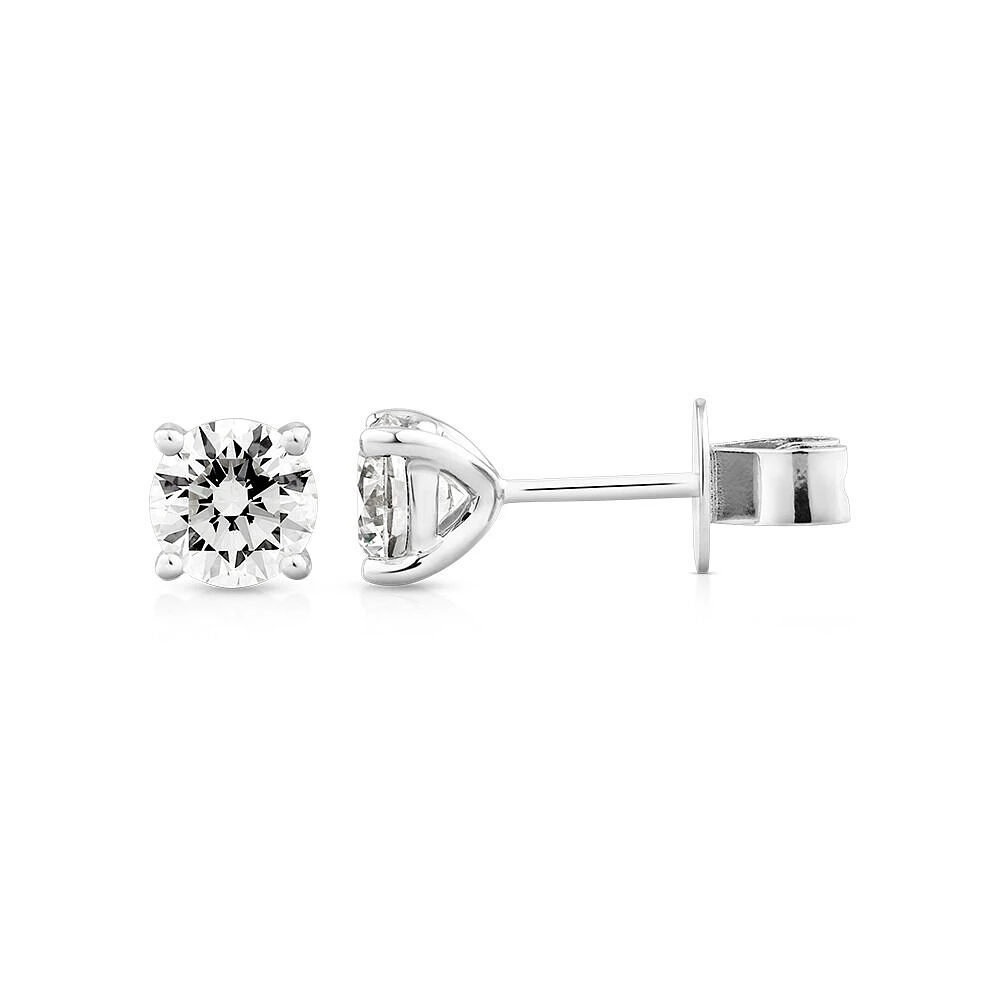 1,00 Carat TW Boucles d'oreilles puces solitaires en diamant parfaites en or blanc 18kt