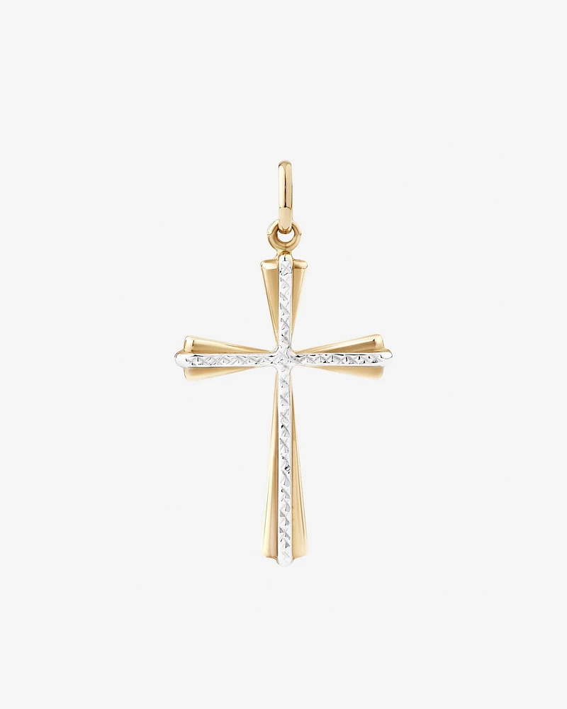 Cross Pendant in 10kt Yellow & White Gold