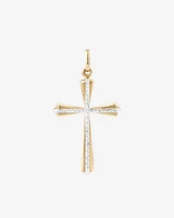 Cross Pendant in 10kt Yellow & White Gold