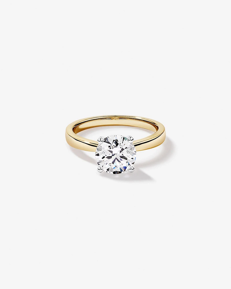 2.00 Carat TW Round Brilliant Lab-Grown Diamond Solitaire Engagement Ring in 14kt Yellow and White Gold