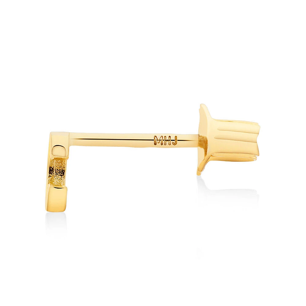 G Initial Single Stud Earring in 10kt Yellow Gold