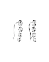 Sunray Graduated Disc Climber Earrings in Sterling Silver