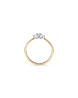 0.15 Carat TW Three Stone Round Brilliant and Oval Cut Diamond Promise Ring in 10kt Yellow and White Gold