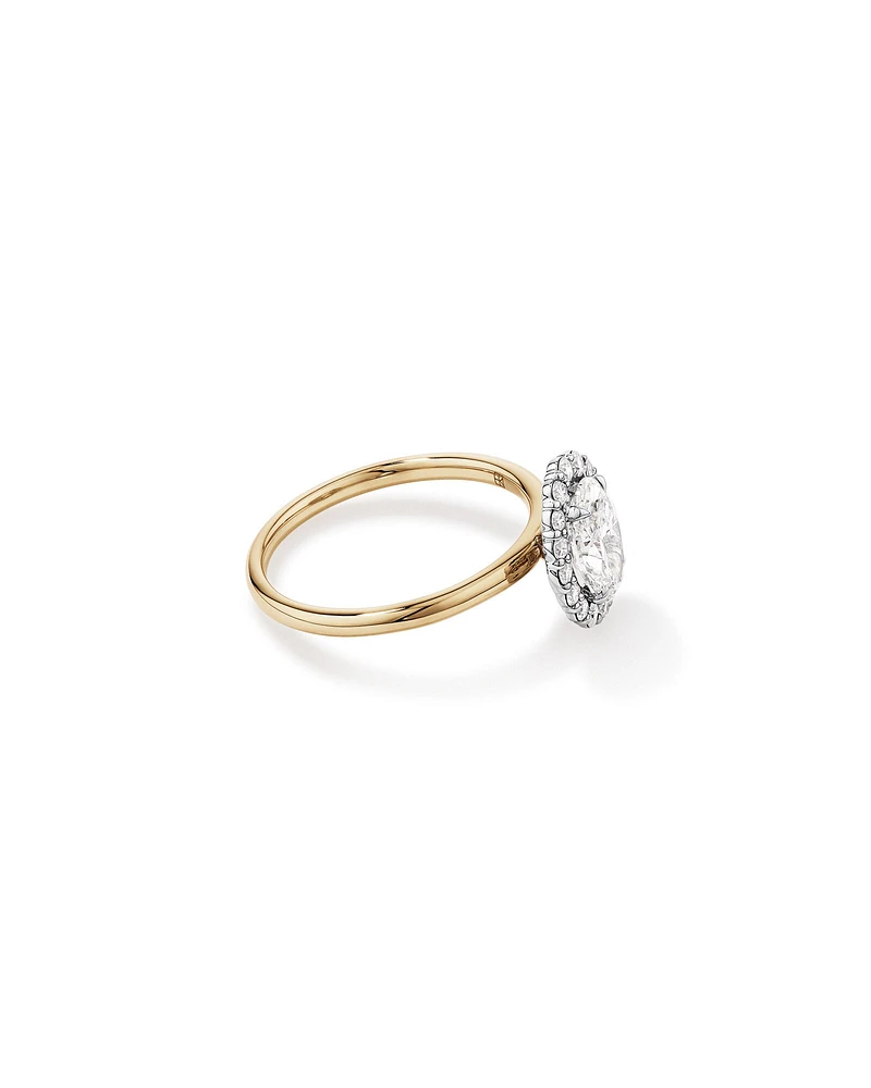 1.46 Carat TW Oval Cut Laboratory-Grown Diamond Halo Engagement Ring in 14kt Yellow and White Gold