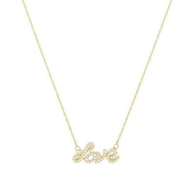 Collier Love en or jaune 10 K avec diamants totalisant 0,20 ct