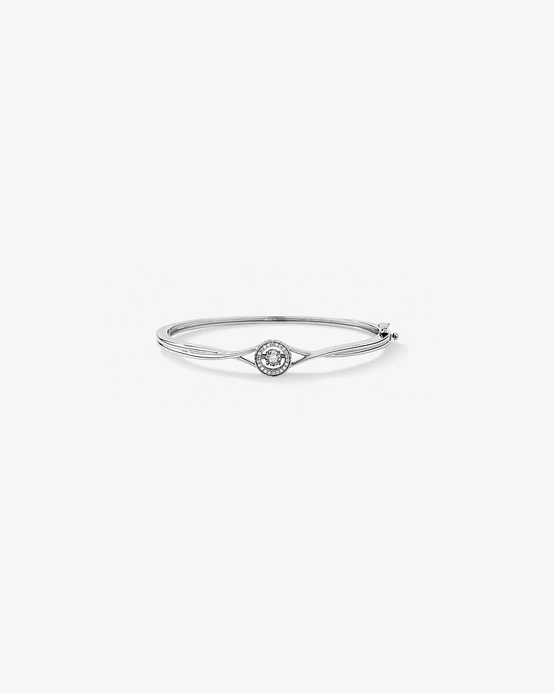 0.15 Carat TW Diamond Halo Everlight Bangle in Sterling Silver