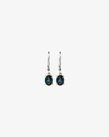 Earrings with London Blue Topaz in Sterling Silver and 10kt Yellow Gold