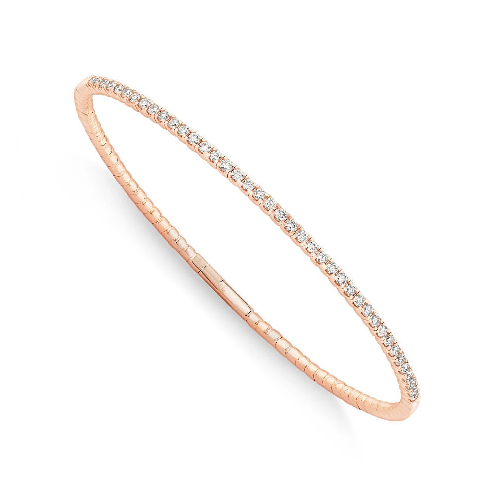 0.68 Carat TW Diamond Row Flex Bangle in 10kt Rose Gold