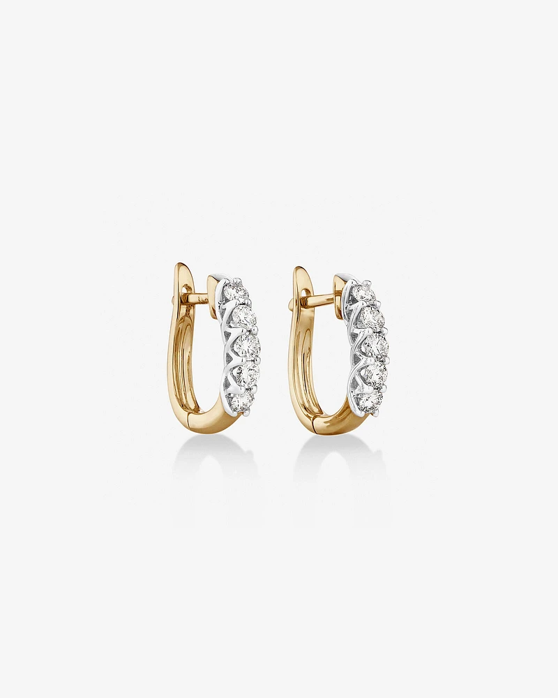 Hoop Earrings with 0.5 Carat TW of Diamonds in 14kt Yellow & White Gold