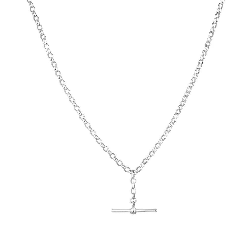 45cm (18") 2.5mm-3mm Width Belcher Chain with Fob in Sterling Silver