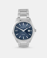 Men's 0.60 Carat TW Diamond Quartz Stainless Steel Watch with Blue Dial
