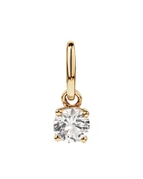 Round Created White Sapphire Birthstone Pendant in 10kt Yellow Gold