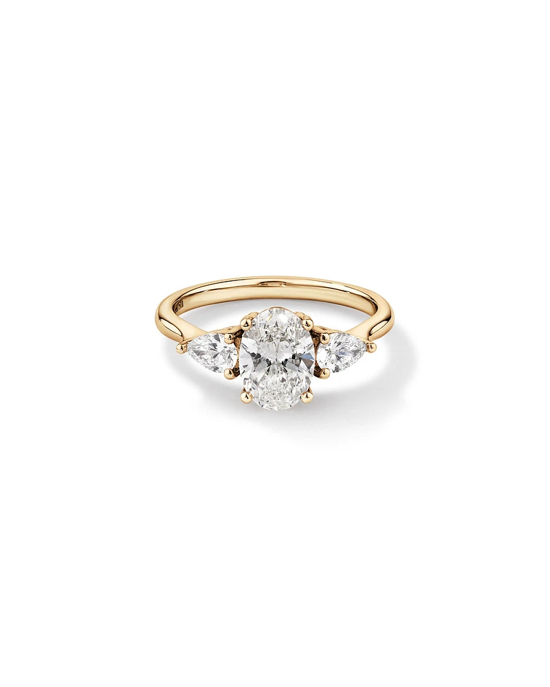 1.65 Carat TW Three Stone Oval and Pear Shaped Laboratory-Grown Diamond Engagement Ring in 14kt White Gold