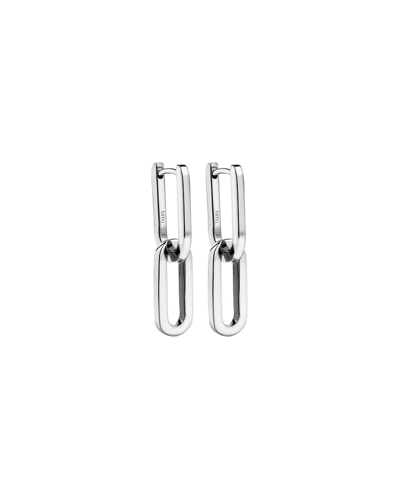 Paperclip Huggie Drop Earrings in Sterling Silver