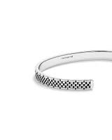 Men's Link Pattern Textured Cuff Bangle in Sterling Silver