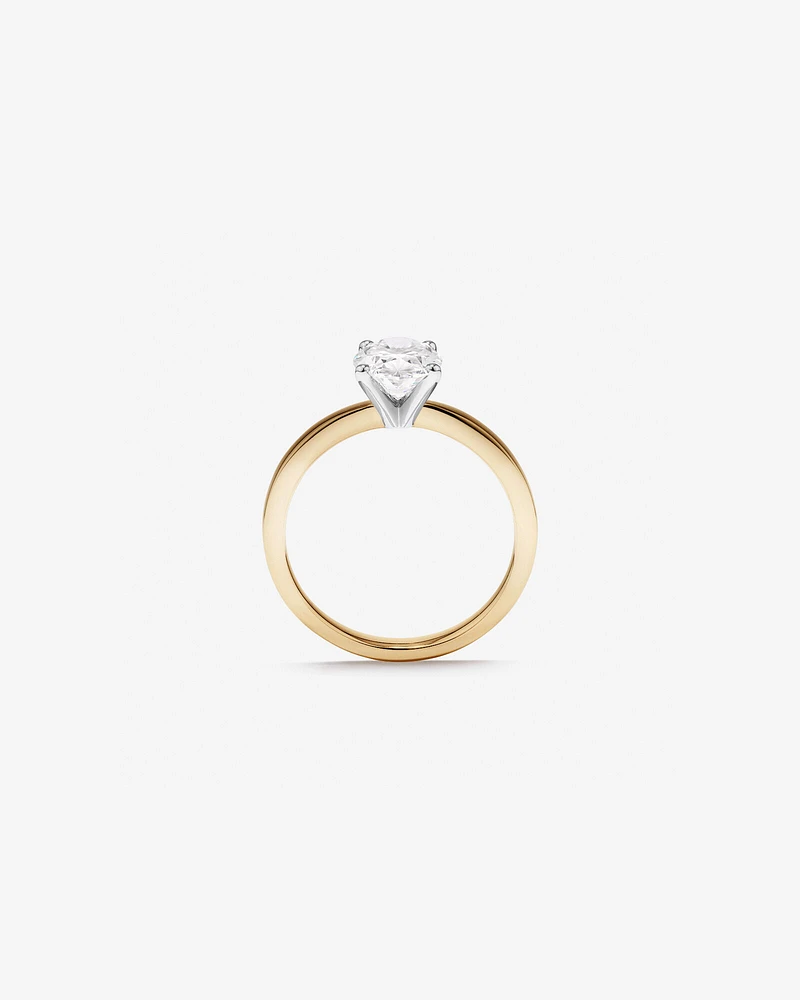 Carat TW Oval Cut Lab-Grown Diamond Solitaire Engagement Ring in 14kt Yellow and White Gold