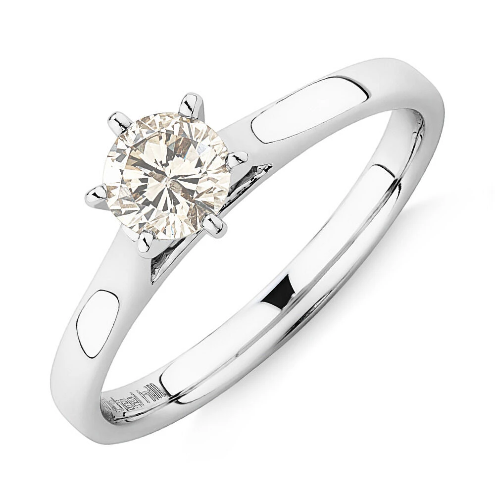 Bague de fiançailles en or blanc 14 K à diamant solitaire totalisant 0,5 ct