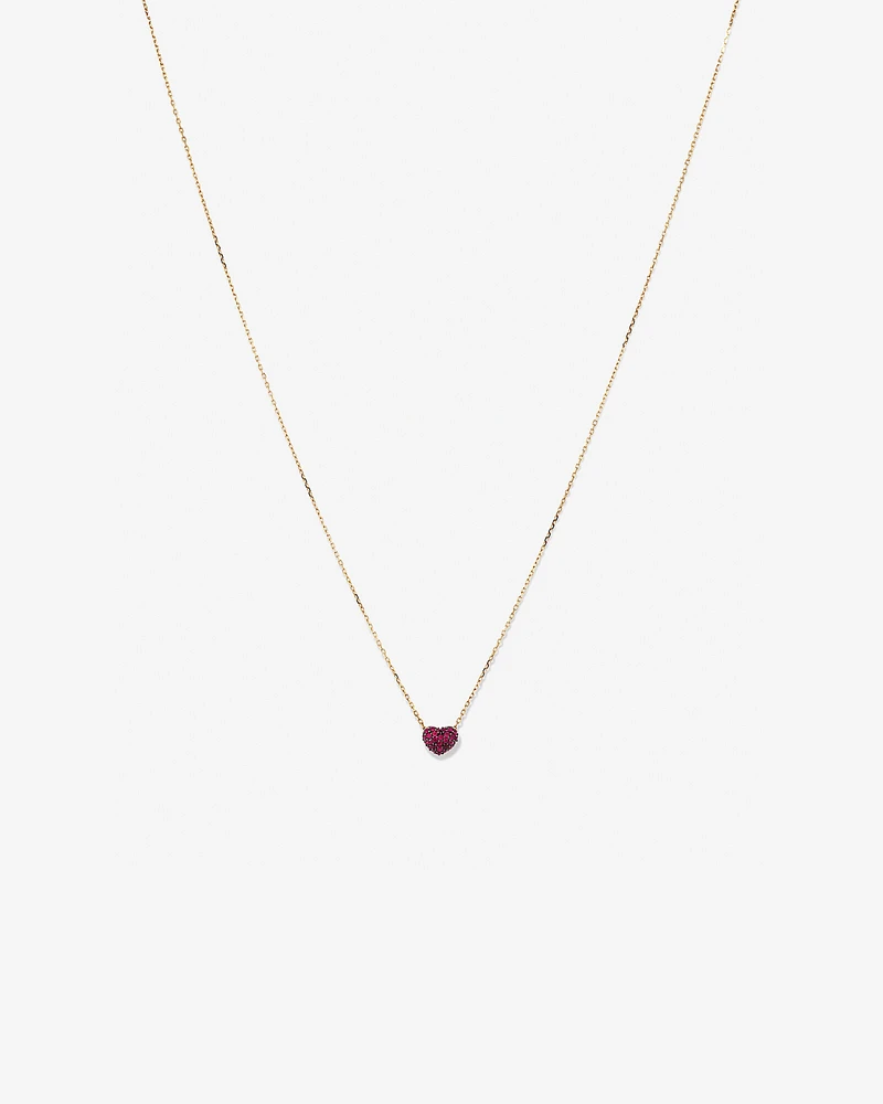 Ruby Pave Heart Pendant in 10kt Yellow Gold