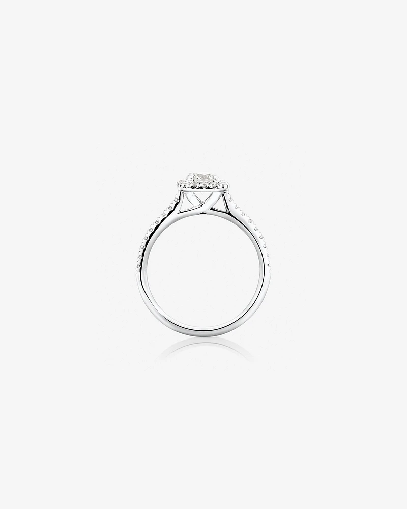 Bague de fiançailles en or blanc 14 K avec diamants totalisant 0,95 ct