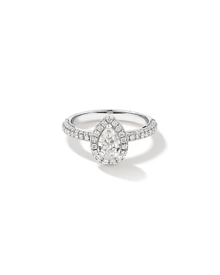 1.30 Carat TW Pear Cut Diamond Pave Halo Engagement Ring in Platinum