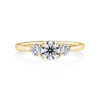 Sir Michael Hill Designer Three Stone Engagement Ring with 0.90 Carat TW of Diamonds in 18kt White Gold