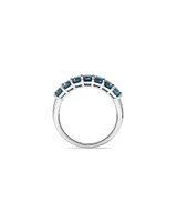 London Blue Topaz Half Eternity Ring in 10kt White Gold