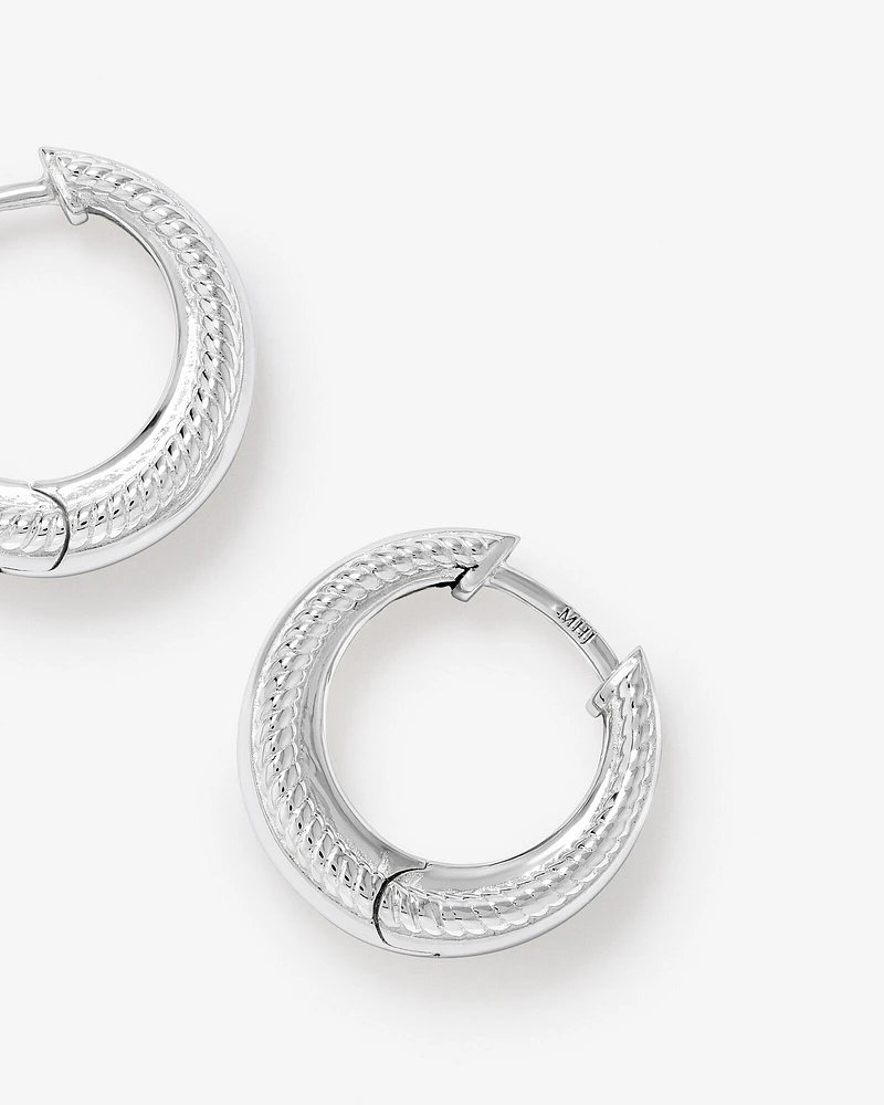 Boucles d'oreilles Huggie Dôme Conique Texturé en argent sterling