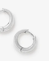 Textured Tapered Dome Huggie Earrings in Sterling Silver