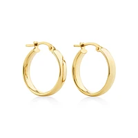 15mm Flat Round Hoop Earrings in 10kt White Gold