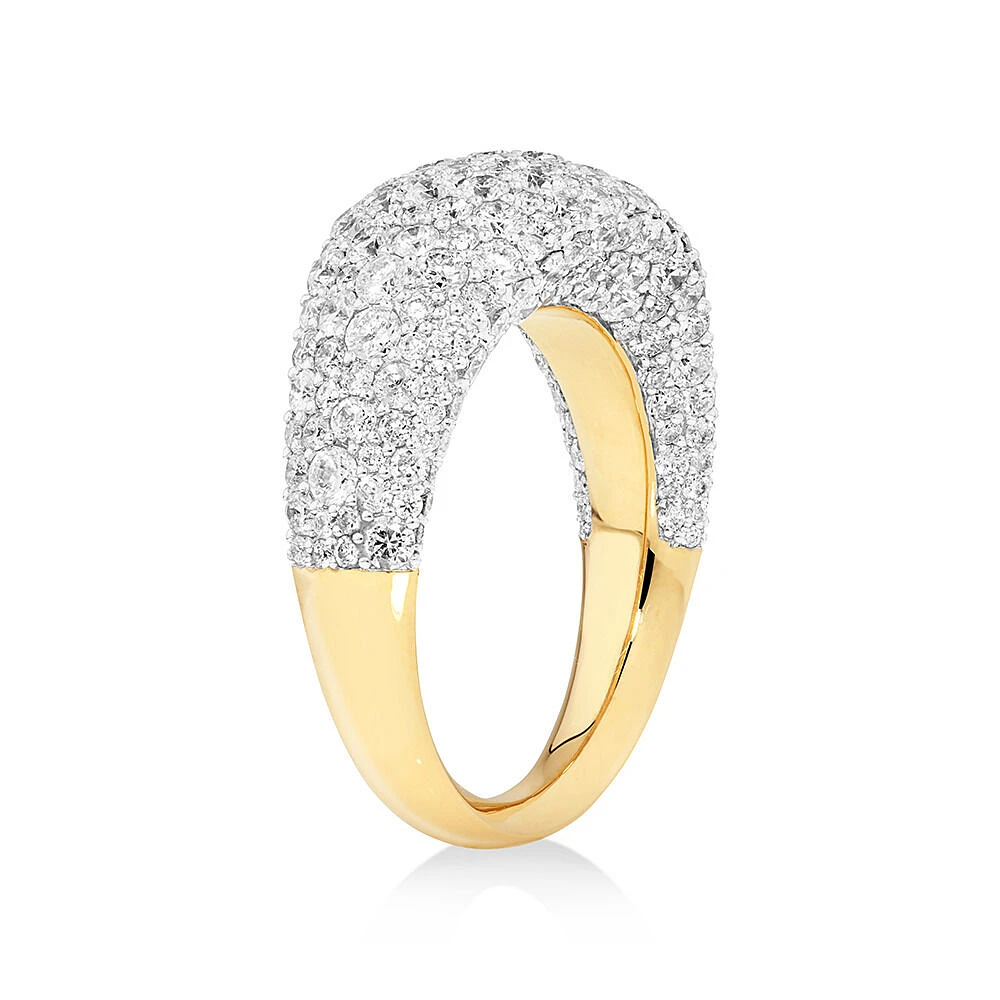 Stardust Ring with 3.14 TW of Diamonds in 14kt Yellow Gold and Rhodium