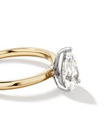 1.25 Carat TW Pear Laboratory-Grown Diamond Solitaire Engagement ring in 14kt Yellow and White Gold