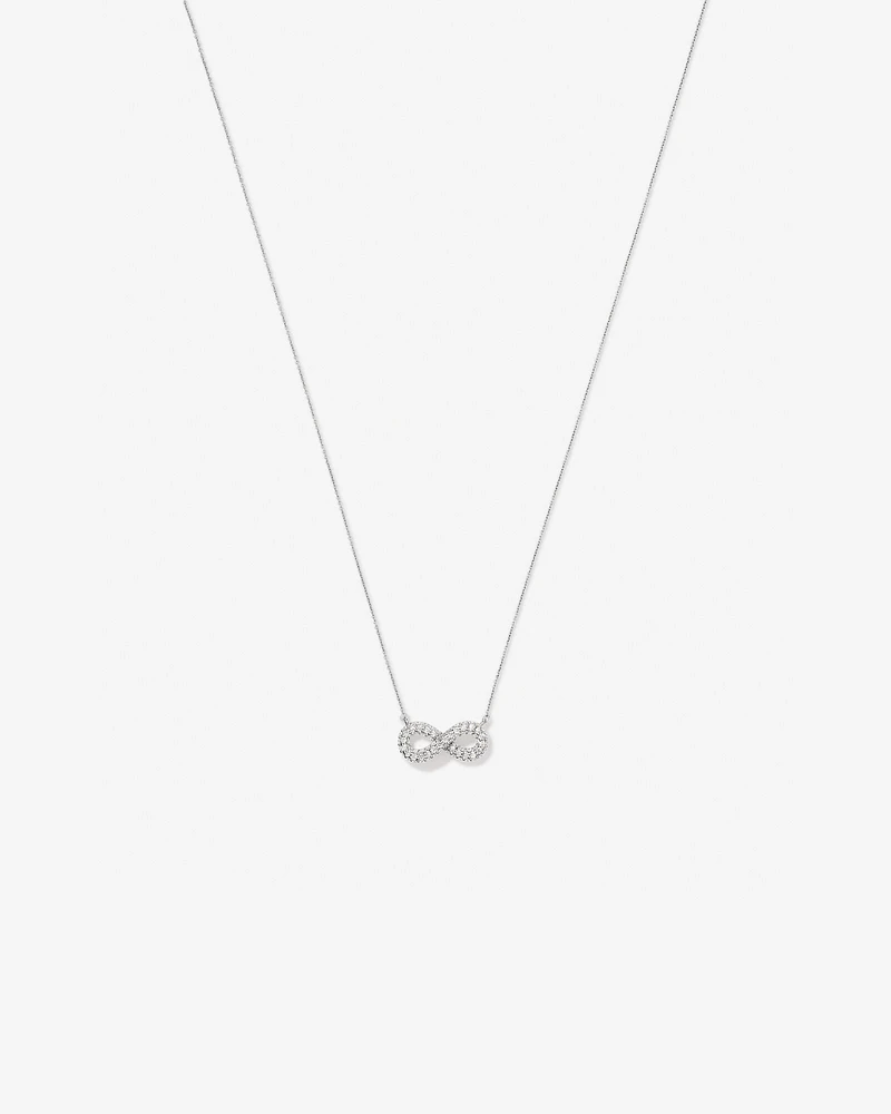 Cubic Zirconia Puff Infinity Pendant Necklace in Sterling Silver