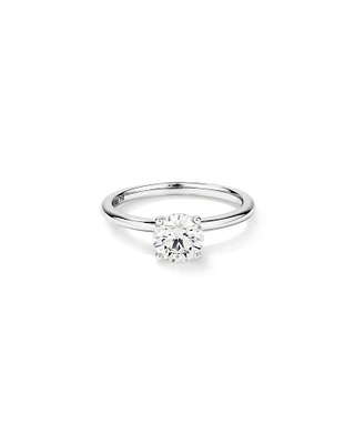 Bague De Fiançailles Solitaire En Diamant De Laboratoire Rond Brillant De 1 Carat Poids Total En Or Blanc 14 Carats