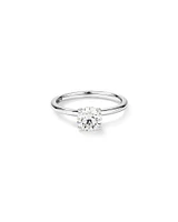 Bague De Fiançailles Solitaire En Diamant De Laboratoire Rond Brillant De 1 Carat Poids Total En Or Blanc 14 Carats